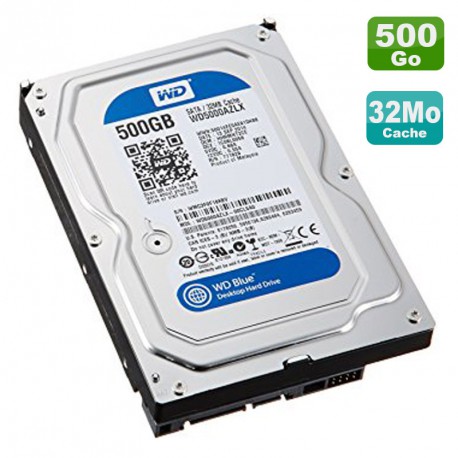 Disque Dur 500Go SATA 3.5" Western Digital Caviar Blue WD5000AZLX-75K2TA0 32Mo