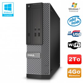 PC Dell Optiplex 3020 SFF Intel G3220 3GHz 4Go Disque 2To DVD Wifi W7