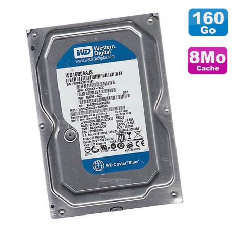 Disque Dur 160Go SATA 3.5" Western Digital Caviar SE WD1600AAJS-60M0A0 7200 8Mo