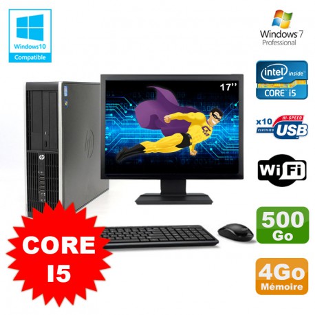 Lot PC HP Elite 8100 SFF Core i5-650 3.2GHz 4Go 500Go Graveur WIFI W7 + Ecran 17