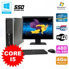 Lot PC HP Elite 8100 SFF Intel Core i5 3.2GHz 4Go 480Go SSD Graveur WIFI W7 +17