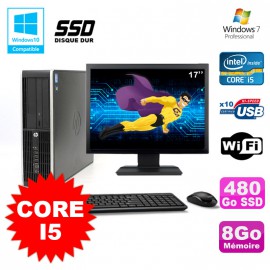 Lot PC HP Elite 8100 SFF Intel Core i5 3.2GHz 8Go 480Go SSD Graveur WIFI W7 +17