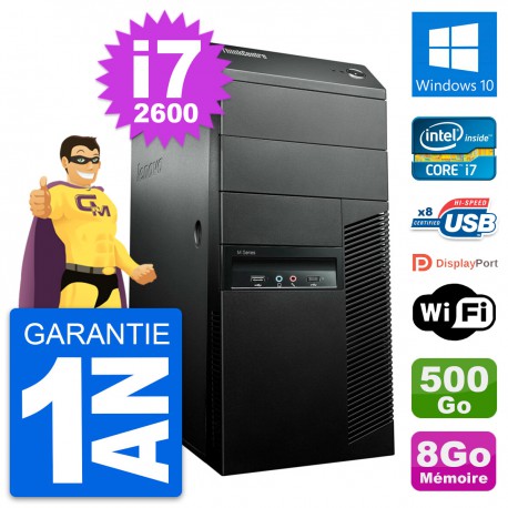 PC Tour Lenovo M91p Intel Core i7-2600 RAM 8Go Disque Dur 500Go Windows 10 Wifi