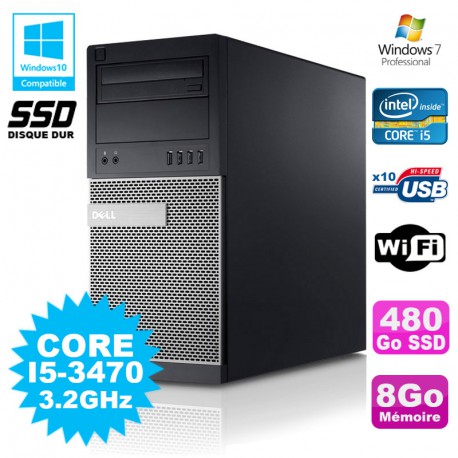 PC Tour Dell Optiplex 7010 Core I5-3470 3.2Ghz 8Go 480Go SSD DVD WIFI Win 7