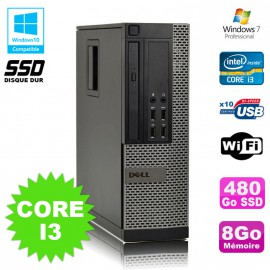 PC DELL Optiplex 790 SFF Intel core i3 3.3Ghz 8Go DDR3 480Go SSD WIFI Win 7 Pro