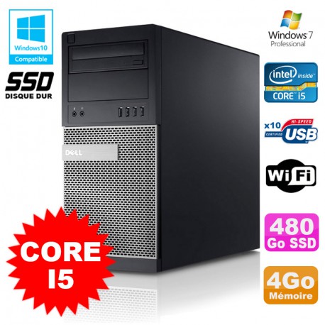 PC Tour Dell Optiplex 790 Core I5 3.1Ghz 4Go Disque 480Go SSD DVD WIFI Win 7