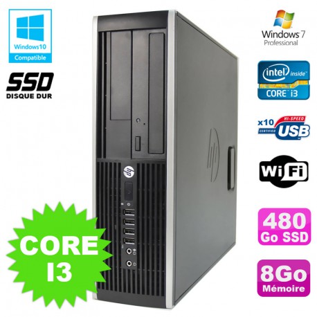 PC HP Compaq 6200 Pro SFF Core i3 3.1GHz 8Go 480Go SSD DVD WIFI W7 Pro