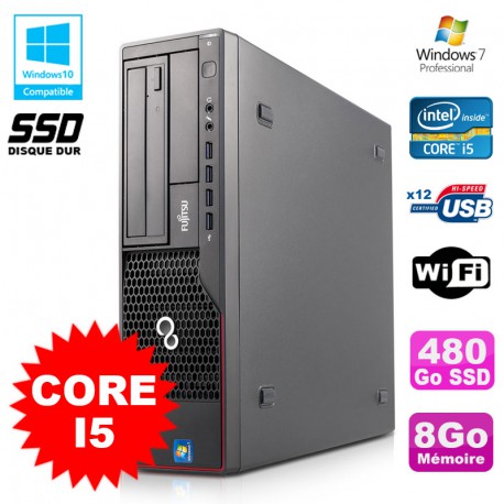 PC Fujitsu Esprimo E700 E90+ Core i5-2400 3.1GHz 8Go 480Go SSD Graveur WIFI W7