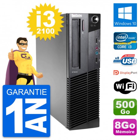 PC Lenovo ThinkCentre M82 SFF Intel i3-2100 RAM 8Go Disque 500Go Windows 10 Wifi