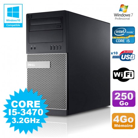 PC Tour Dell Optiplex 790 Intel I5-3470 3.2Ghz 4Go 250Go DVD WIFI Win 7