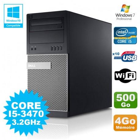 PC Tour Dell Optiplex 790 Intel I5-3470 3.2Ghz 4Go 500Go DVD WIFI Win 7