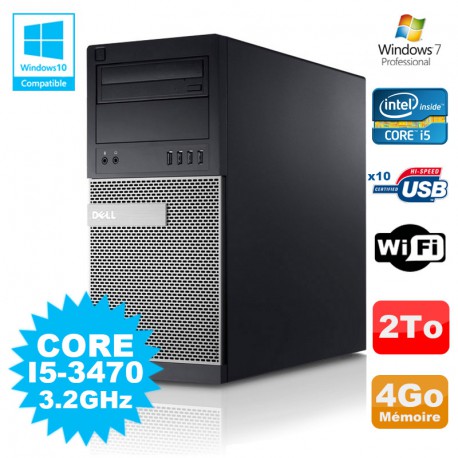 PC Tour Dell Optiplex 790 Intel I5-3470 3.2Ghz 4Go 2To DVD WIFI Win 7