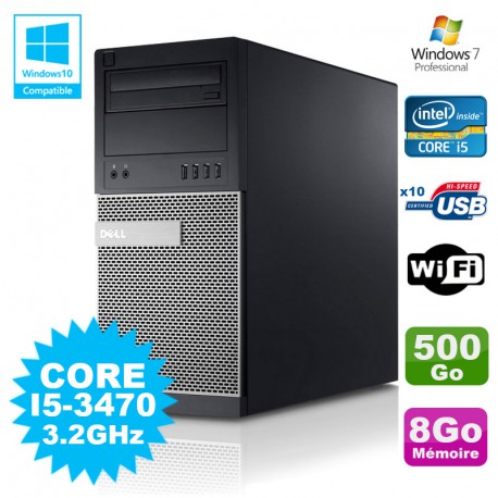 PC Tour Dell Optiplex 790 Intel I5-3470 3.2Ghz 8Go 500Go DVD WIFI Win 7