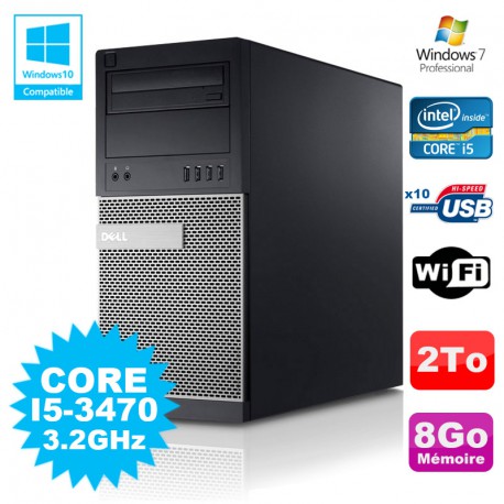 PC Tour Dell Optiplex 790 Intel I5-3470 3.2Ghz 8Go 2To DVD WIFI Win 7