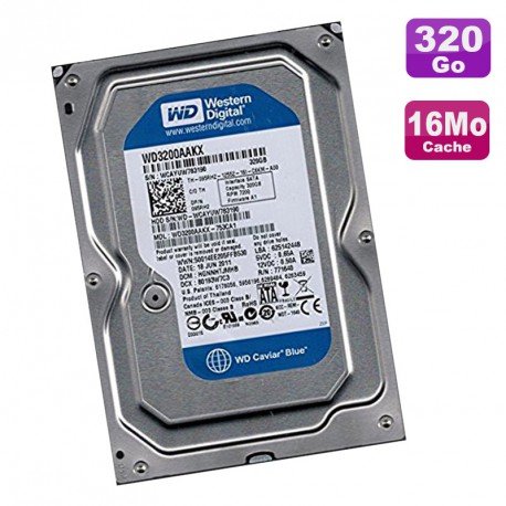 Disque Dur 320Go SATA 3.5" Western Digital WD3200AAKX-753CA1 7200RPM 16Mo