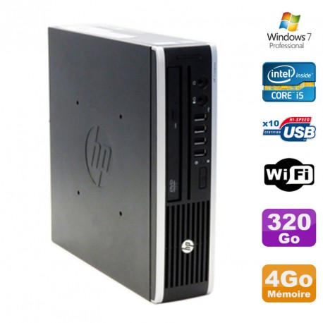 Mini PC HP 8300 Elite Usdt Usff Core I5-3470S 4Go Graveur 320Go WIFI W7 XL511AV