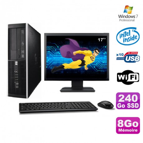 Lot PC HP Elite 6000 Pro SFF E5400 2.7Ghz 8Go 240Go SSD WIFI W7 Pro + Ecran 17"