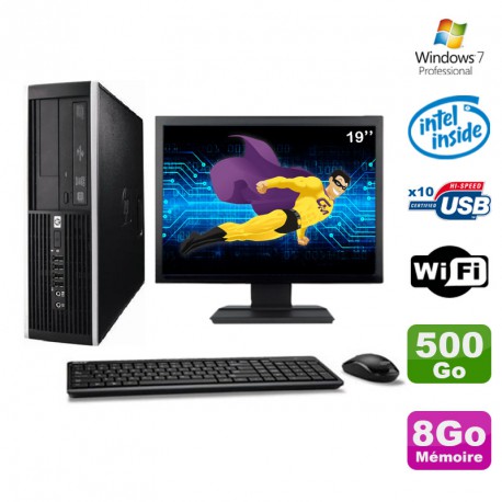 Lot PC HP Elite 6000 Pro SFF E5400 2.7Ghz 8Go Disque 500Go WIFI W7 Pro +Ecran 19"