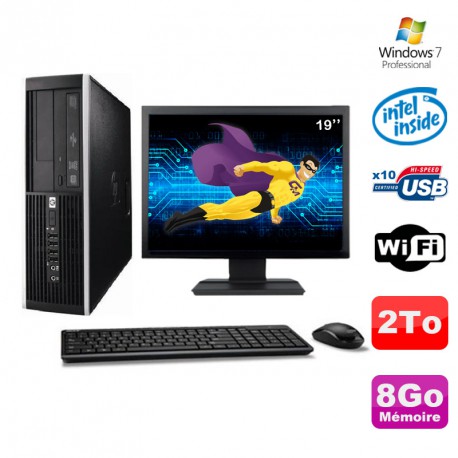 Lot PC HP Elite 6000 Pro SFF E5400 2.7Ghz 8Go Disque 2To WIFI W7 Pro + Ecran 19"