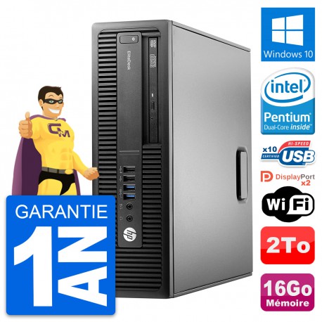 PC HP EliteDesk 800 G2 SFF Intel G4400 RAM 16Go Disque 2To Windows 10 Wifi