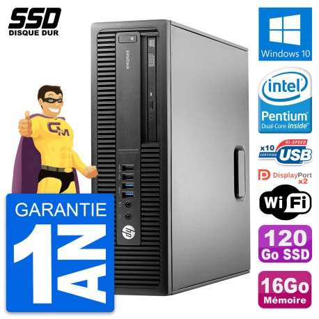 PC HP EliteDesk 800 G2 SFF Intel G4400 RAM 16Go SSD 120Go Windows 10 Wifi