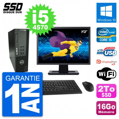 PC Dell T1700 SFF Ecran 19" Intel Core i5-4570 RAM 16Go SSD 2To Windows 10 Wifi