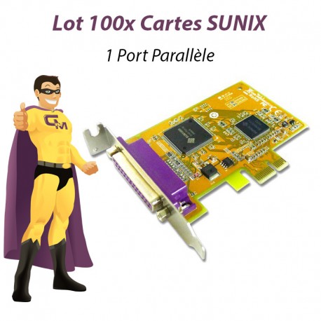 Lot x100 Cartes SUNIX Port Parallele IEEE1284 PCI-E PAR5408AL 0G1FN2 Low Profile