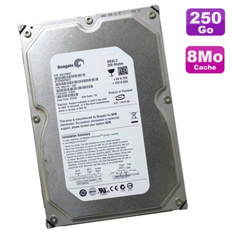 Disque Dur 250Go SATA 3.5" Seagate DB35 Series ST3250820SCE 7200RPM 8Mo