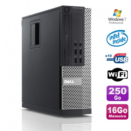 PC Dell Optiplex 990 SFF Intel G630 2.7GHz 16Go Disque 250Go DVD Wifi W7