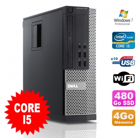 PC Dell Optiplex 990 SFF I5-2400 3.1GHz 4Go Disque 480Go SSD DVD Wifi W7