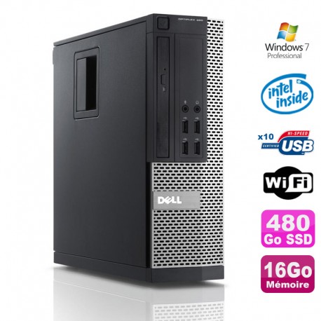 PC Dell Optiplex 990 SFF Intel G630 2.7GHz 16Go Disque 480Go SSD DVD Wifi W7