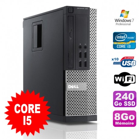 PC Dell Optiplex 990 SFF I5-2400 3.1GHz 8Go Disque 240Go SSD DVD Wifi W7