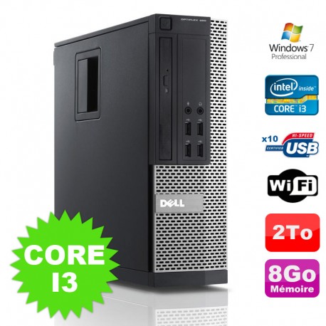 PC Dell Optiplex 990 SFF I3-2120 3.3GHz 8Go Disque 2000Go DVD Wifi W7