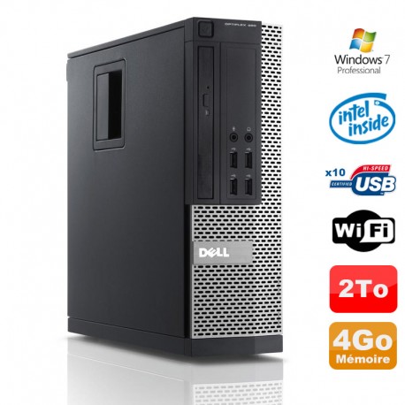 PC Dell Optiplex 990 SFF Intel G630 2.7GHz 4Go Disque 2000Go DVD Wifi W7