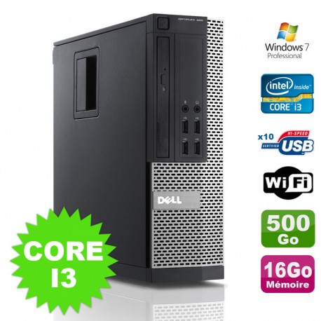 PC Dell Optiplex 990 SFF I3-2120 3.3GHz 16Go Disque 500Go DVD Wifi W7