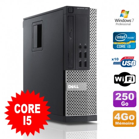 PC Dell Optiplex 990 SFF I5-2400 3.1GHz 4Go Disque 250Go DVD Wifi W7