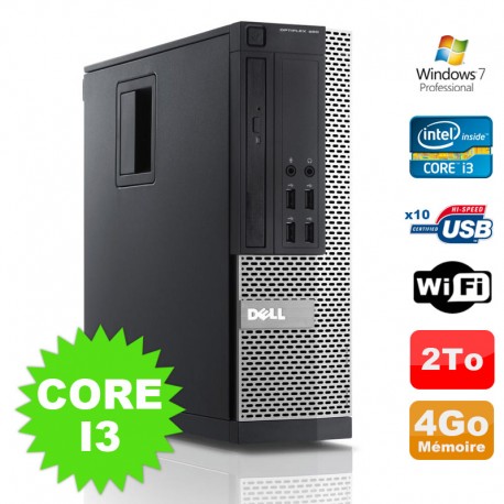 PC Dell Optiplex 990 SFF I3-2120 3.3GHz 4Go Disque 2000Go DVD Wifi W7