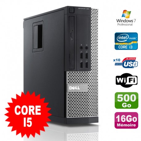 PC Dell Optiplex 990 SFF I5-2400 3.1GHz 16Go Disque 500Go DVD Wifi W7