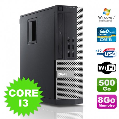 PC Dell Optiplex 990 SFF I3-2120 3.3GHz 8Go Disque 500Go DVD Wifi W7