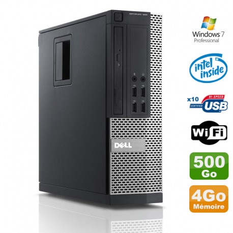 PC Dell Optiplex 990 SFF Intel G630 2.7GHz 4Go Disque 500Go DVD Wifi W7