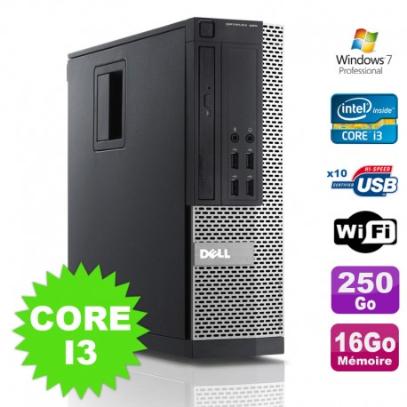 PC Dell Optiplex 990 SFF I3-2120 3.3GHz 16Go Disque 250Go DVD Wifi W7