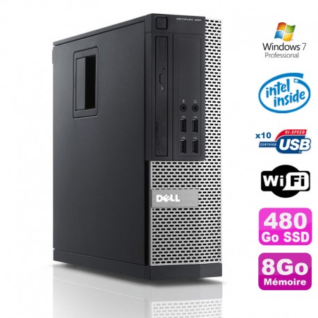 PC Dell Optiplex 990 SFF Intel G630 2.7GHz 8Go Disque 480Go SSD DVD Wifi W7