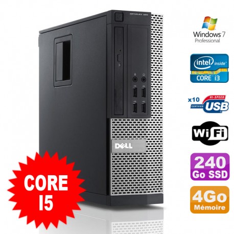 PC Dell Optiplex 990 SFF I5-2400 3.1GHz 4Go Disque 240Go SSD DVD Wifi W7