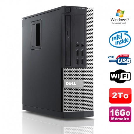 PC Dell Optiplex 990 SFF Intel G630 2.7GHz 16Go Disque 2000Go DVD Wifi W7