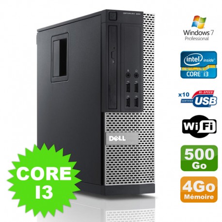 PC Dell Optiplex 990 SFF I3-2120 3.3GHz 4Go Disque 500Go DVD Wifi W7