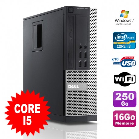 PC Dell Optiplex 990 SFF I5-2400 3.1GHz 16Go Disque 250Go DVD Wifi W7