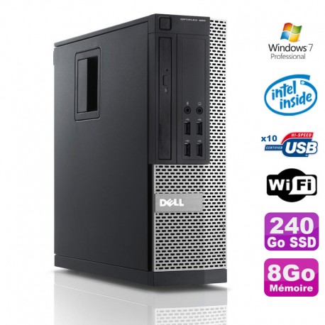 PC Dell Optiplex 990 SFF Intel G630 2.7GHz 8Go Disque 240Go SSD DVD Wifi W7