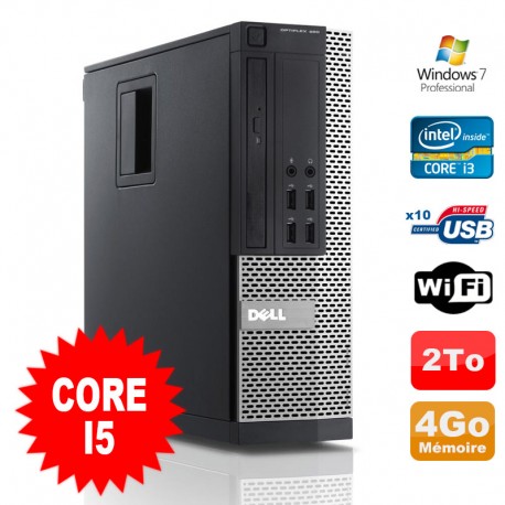 PC Dell Optiplex 990 SFF I5-2400 3.1GHz 4Go Disque 2000Go DVD Wifi W7