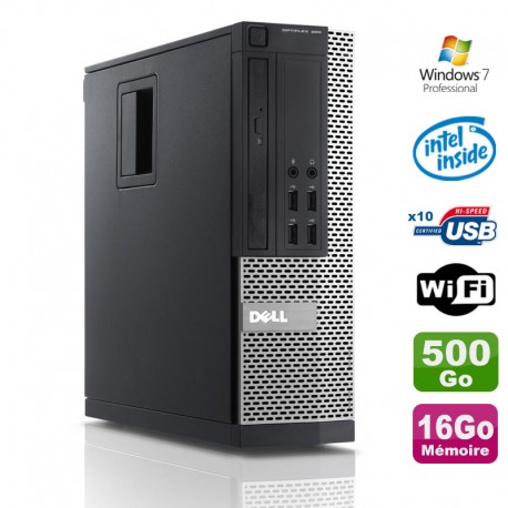 PC Dell Optiplex 990 SFF Intel G630 2.7GHz 16Go Disque 500Go DVD Wifi W7