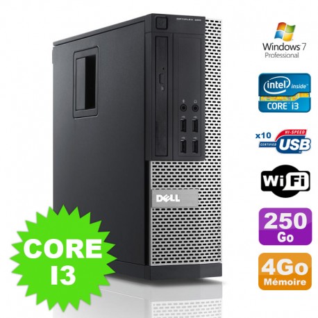 PC Dell Optiplex 990 SFF I3-2120 3.3GHz 4Go Disque 250Go DVD Wifi W7